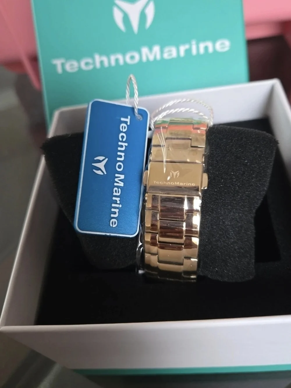 TM226010 TechnoMarine Invicta Gold Tone Unisex Watch with Wave Dial 38mm